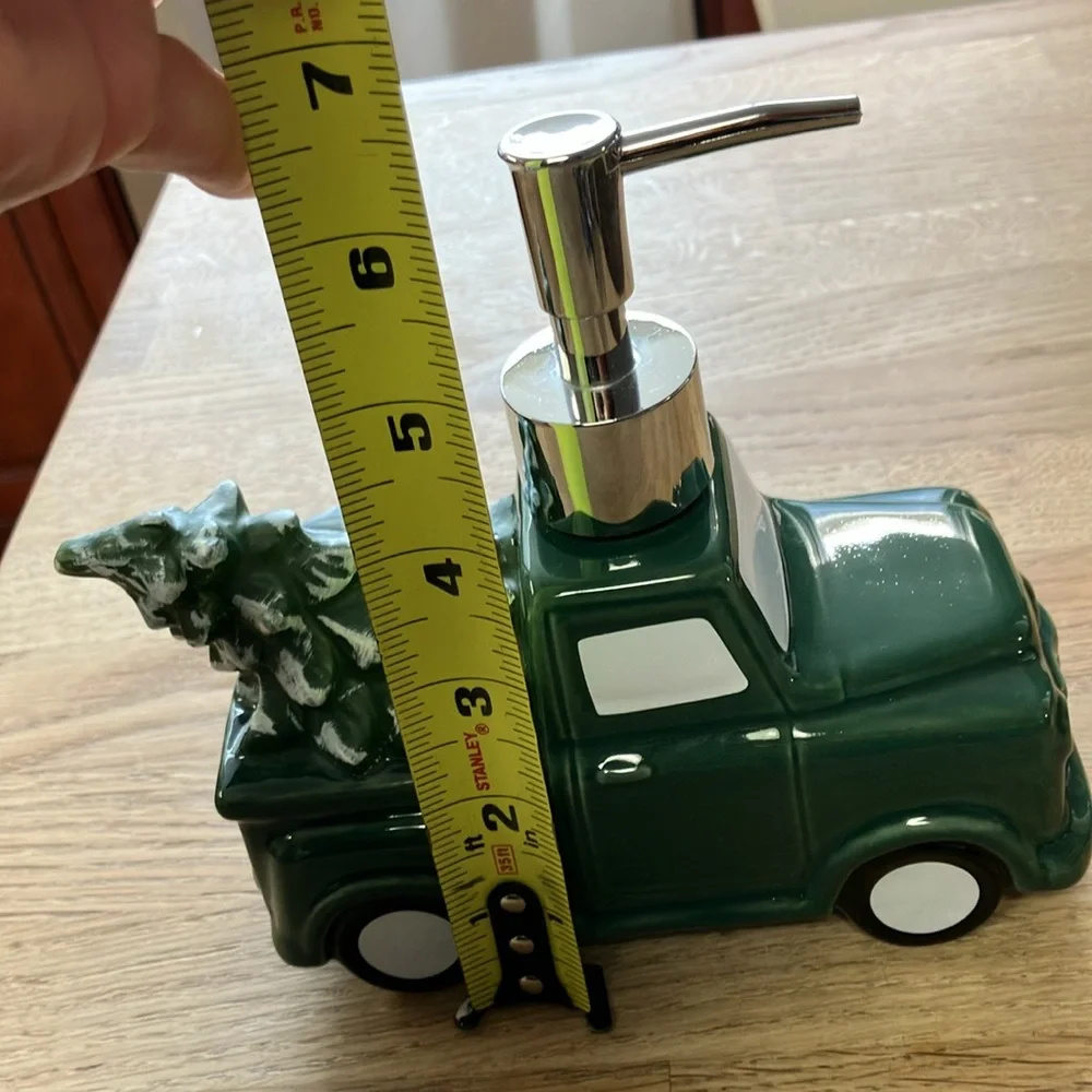 Green Truck Soap Dispenser with Christmas Tree